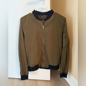 ZARA Basic Olive Green Bomber Jacket – Size S